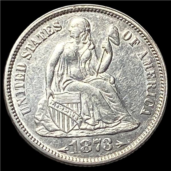 1873 Arrows Seated Liberty Silver Dime  CLOSELY UNCIRCULATED