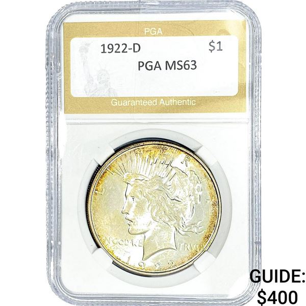 1922-D Silver Peace Dollar PGA MS63