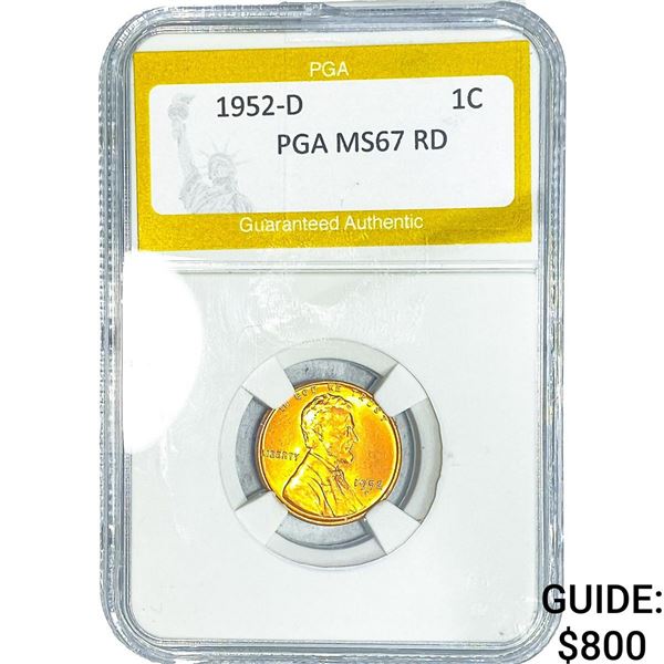 1952-D Wheat Cent PGA MS67 RD