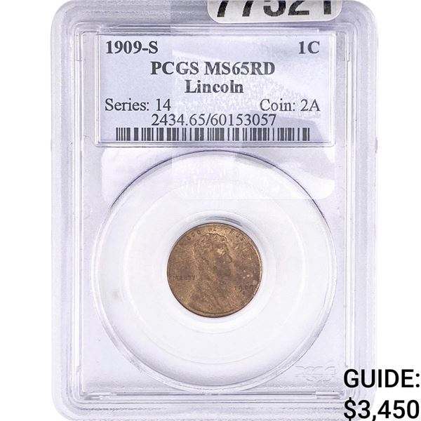 1909-S Wheat Cent PCGS MS65 RD