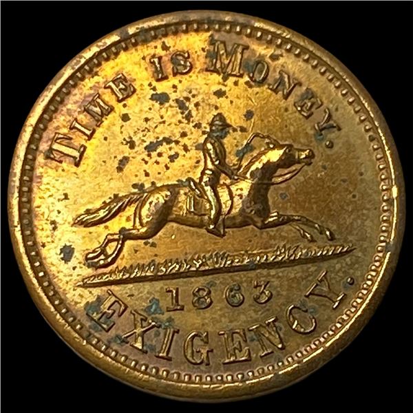 1863 Civil War Token "Time is Money" CLOSELY  UNCIRCULATED