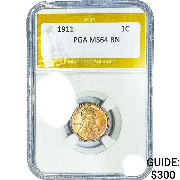 1911 Wheat Cent PGA MS64 BN