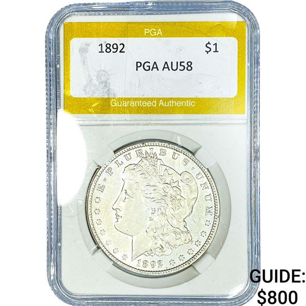 1892 Morgan Silver Dollar PGA AU58