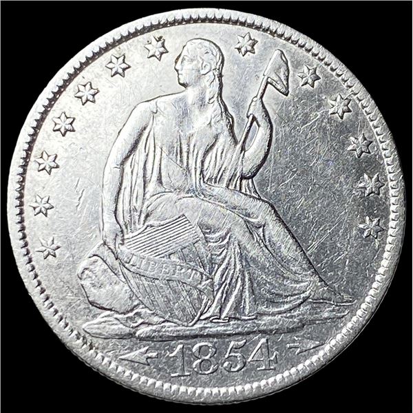 1854-O Arrows Seated Liberty Silver Half  Dollar NEARLY UNCIRCULATED
