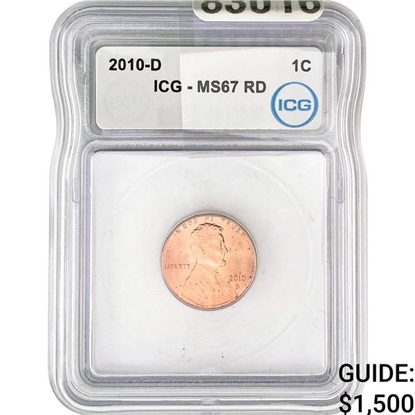 2010-D Lincoln Shield Penny ICG MS67 RD