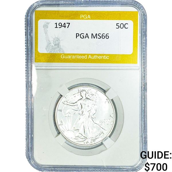 1947 Walking Liberty Half Dollar PGA MS66
