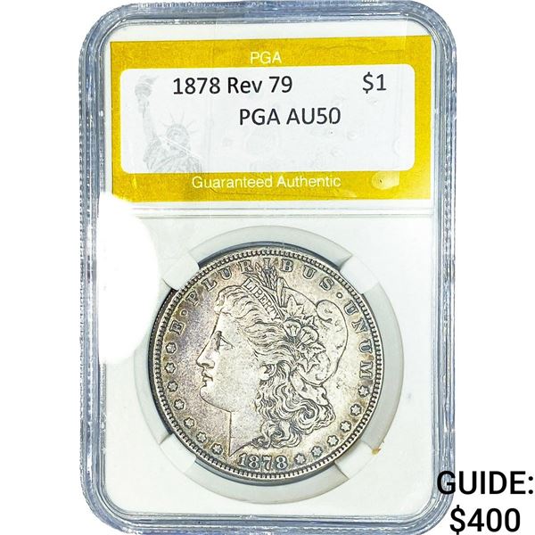 1878 Rev 79 Morgan Silver Dollar PGA AU50
