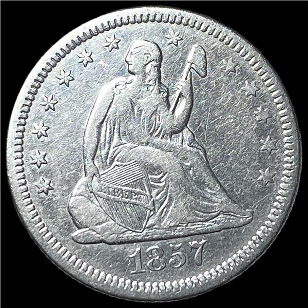 1857-O Silver Seated Liberty Quarter NEARLY  UNCIRCULATED