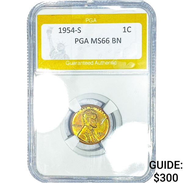 1954-S Wheat Cent PGA MS66 BN