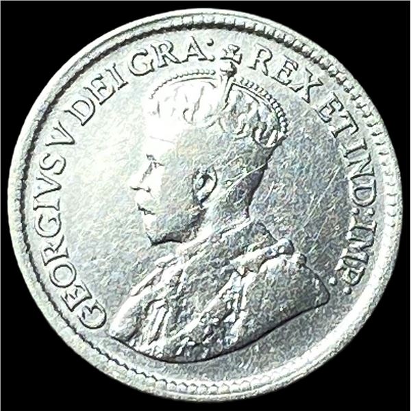 1920 Canada Silver 5 Cents NEARLY  UNCIRCULATED