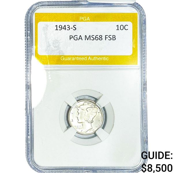1943-S Mercury Silver Dime PGA MS68 FSB