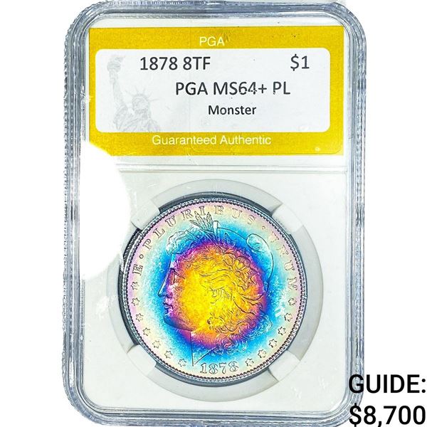 1878 8TF Morgan Silver Dollar PGA MS64+ PL  Monster