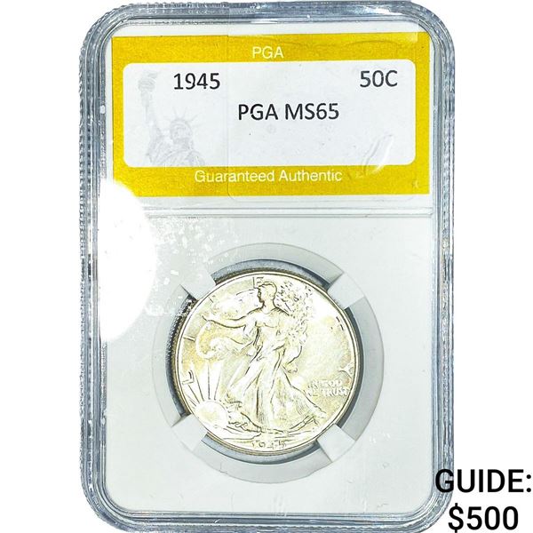 1945 Walking Liberty Half Dollar PGA MS65