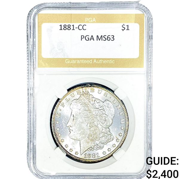 1881-CC Morgan Silver Dollar PGA MS63