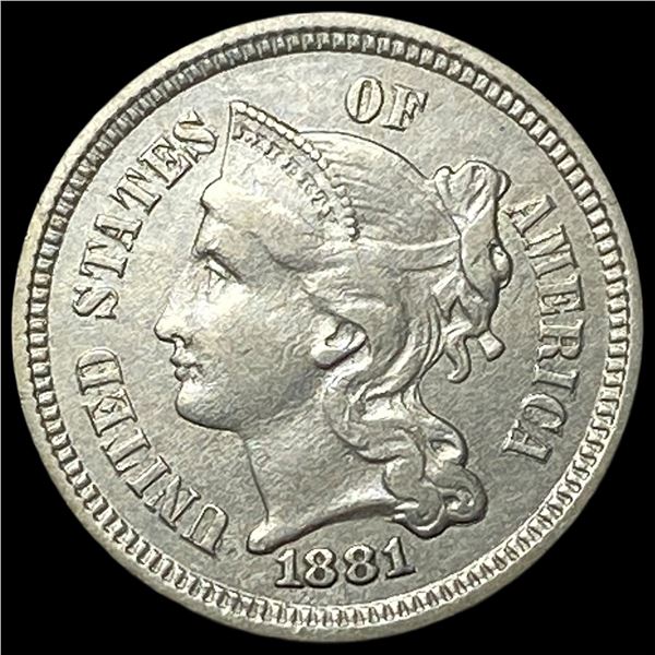 1881 Nickel Three-Cent Piece CLOSELY  UNCIRCULATED