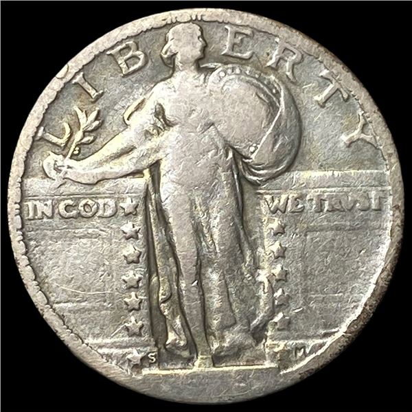 1923-S Silver Standing Liberty Quarter  LIGHTLY CIRCULATED