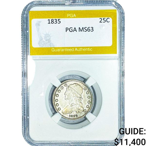 1835 Capped Bust Quarter PGA MS63