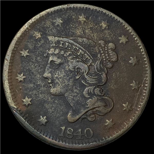1840 Braided Hair Large Cent LIGHTLY   CIRCULATED