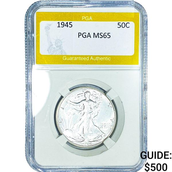 1945 Walking Liberty Half Dollar PGA MS65