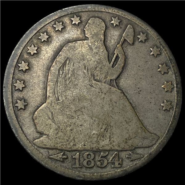 1854-O Arrows Silver Seated Liberty Half   Dollar NICELY CIRCULATED