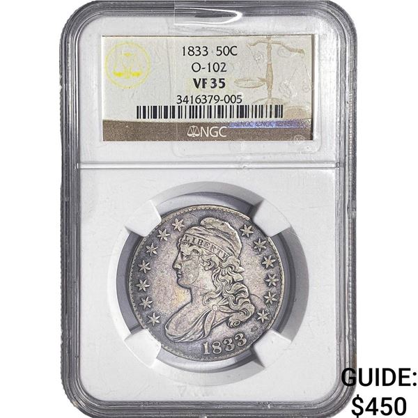 1833 Capped Bust Half Dollar NGC VF35