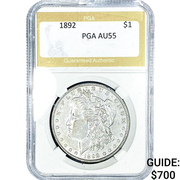 1892 Morgan Silver Dollar PGA AU55
