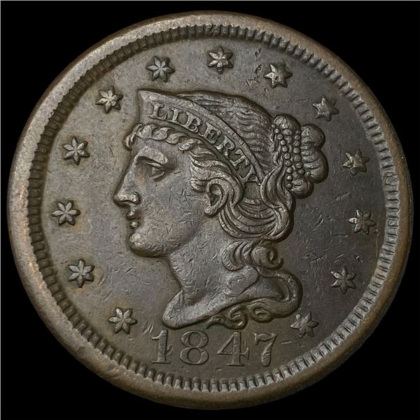 1847 Braided Hair Large Cent CLOSELY   UNCIRCULATED