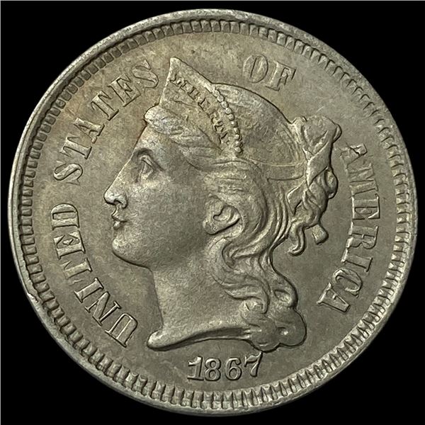 1867 Nickel Three-Cent Piece LIGHTLY   CIRCULATED