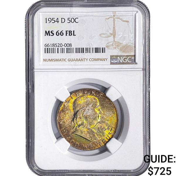1954-D Franklin Half Dollar NGC MS66 FBL