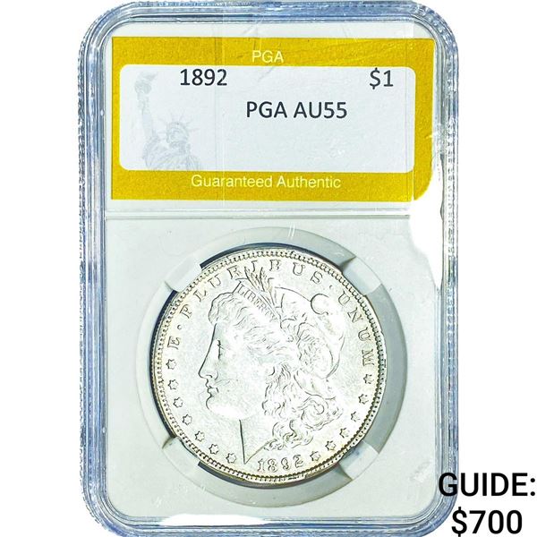 1892 Morgan Silver Dollar PGA AU55