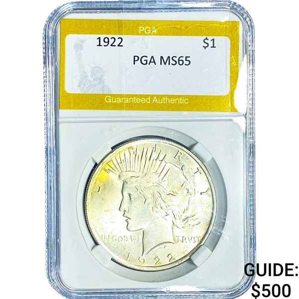 1922 Silver Peace Dollar PGA MS65