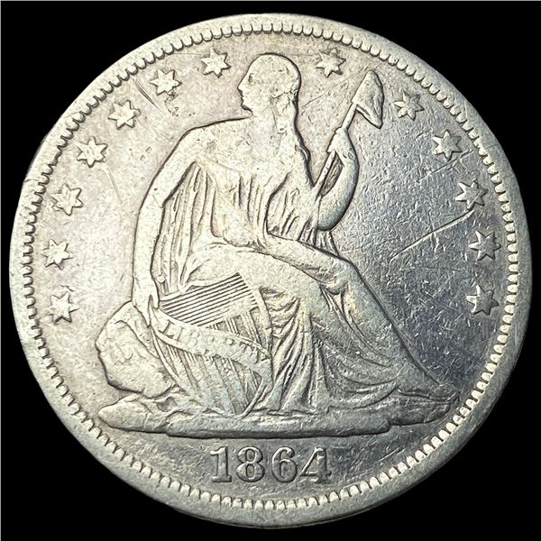 1864-S Silver Seated Liberty Half Dollar   LIGHTLY CIRCULATED