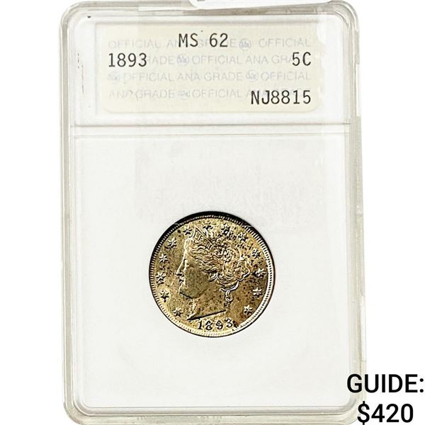 1893 Liberty Victory Nickel ANACS MS62