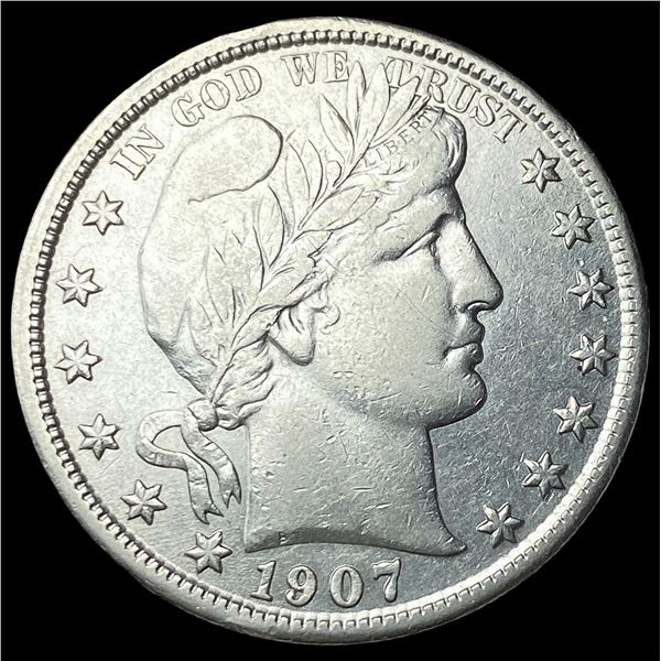 1907-S Silver Barber Half Dollar CLOSELY   UNCIRCULATED