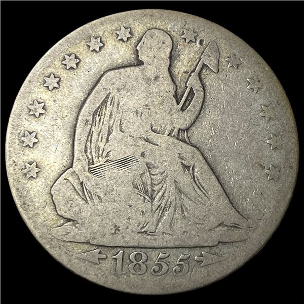 1855-O Arrows Seated Liberty Silver Half   Dollar NICELY CIRCULATED