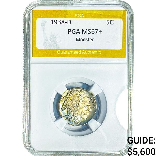1938-D Buffalo Nickel PGA MS67+ Monster