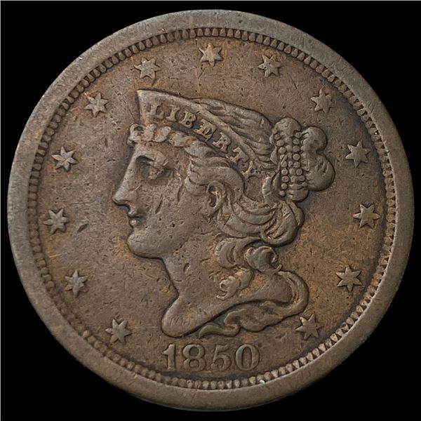 1850 Braided Hair Half Cent LIGHTLY   CIRCULATED