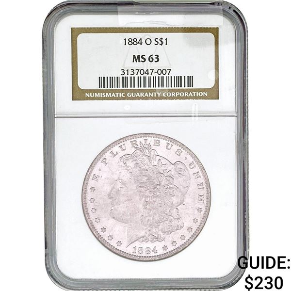 1884-O Morgan Silver Dollar NGC MS63