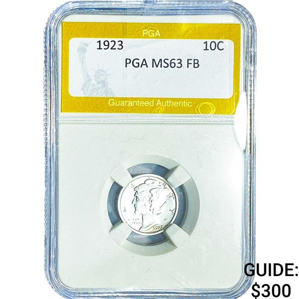 1923 Mercury Silver Dime PGA MS63 FB