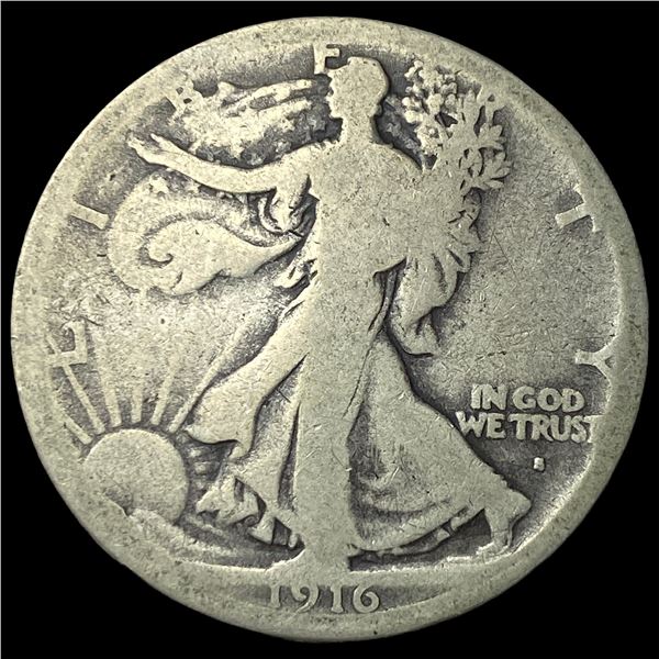 1916-S Walking Liberty Half Dollar LIGHTLY   CIRCULATED