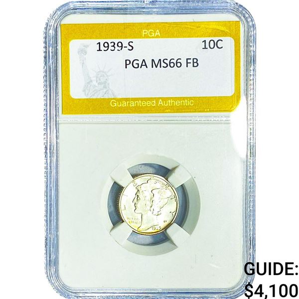 1939-S Mercury Silver Dime PGA MS66 FB