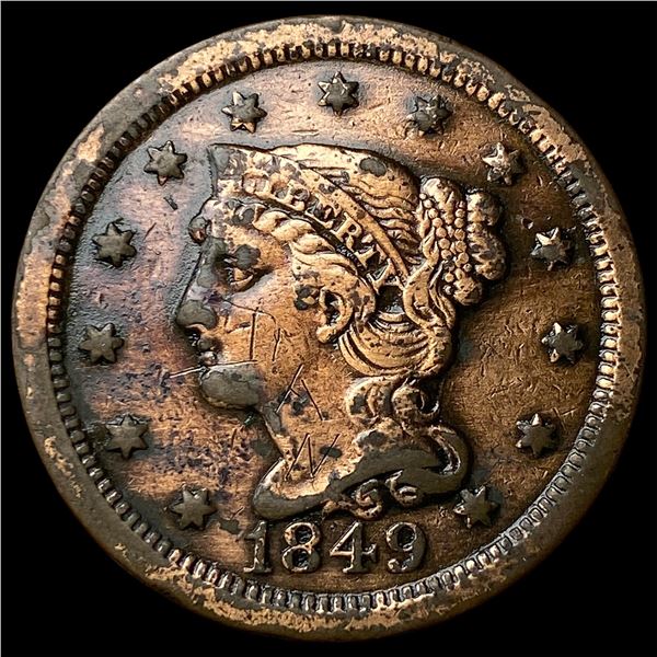 1849 Braided Hair Large Cent HIGH GRADE