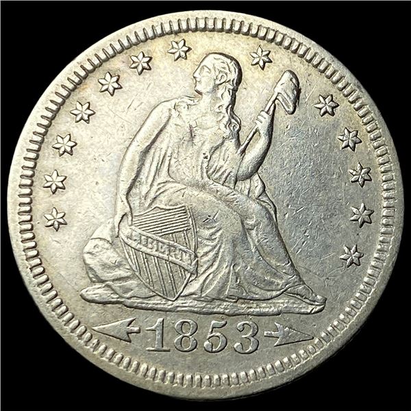 1853 Arrows/Rays Seated Liberty Quarter   CLOSELY UNCIRCULATED