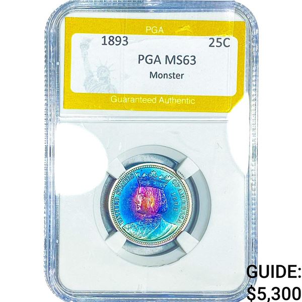 1893 Isabella Silver Quarter PGA MS63 Monster