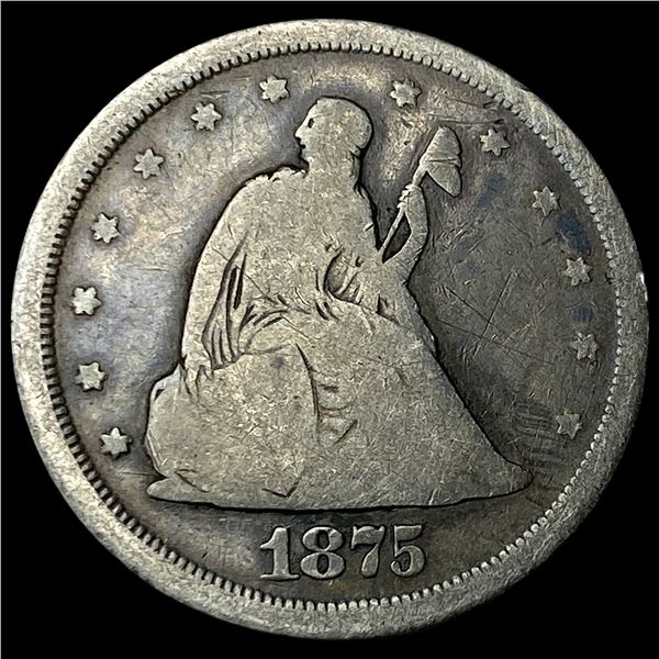 1875-S Silver Seated Liberty Quarter LIGHTLY   CIRCULATED