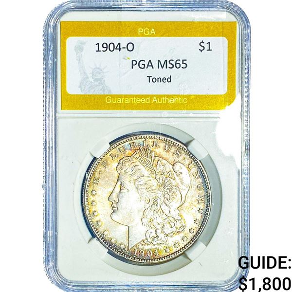 1904-O Morgan Silver Dollar PGA MS65 Toned
