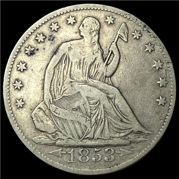 1853-O Arrows/Rays Seated Liberty Half Dollar   LIGHTLY CIRCULATED