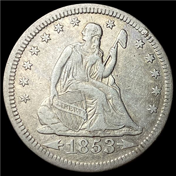 1853 Arrows/Rays Seated Liberty Quarter   NEARLY UNCIRCULATED