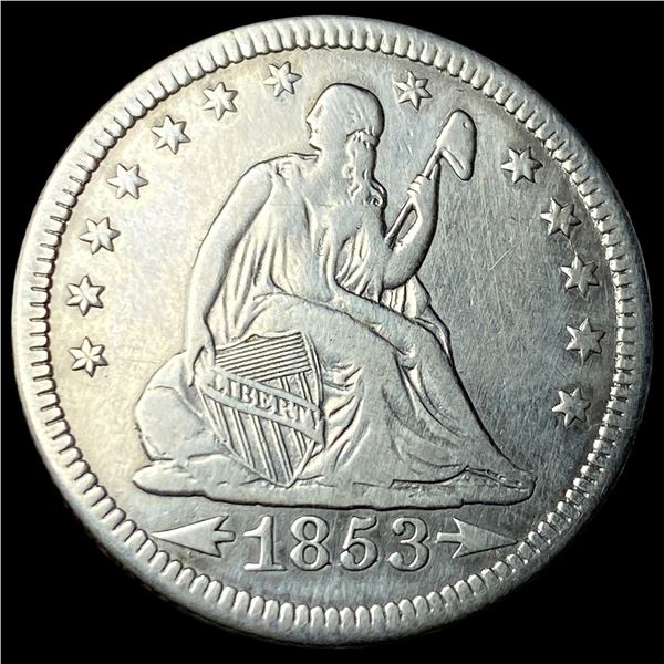 1853-O Silver Seated Liberty Quarter LIGHTLY   CIRCULATED
