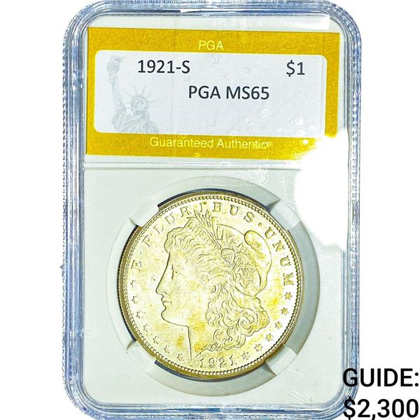 1921-S Morgan Silver Dollar PGA MS65
